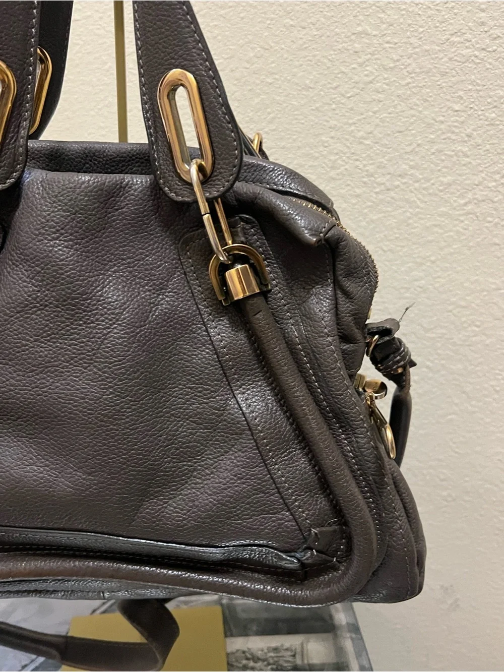 Chloe Brown Leather Satchel with Gold-Tone Hardware